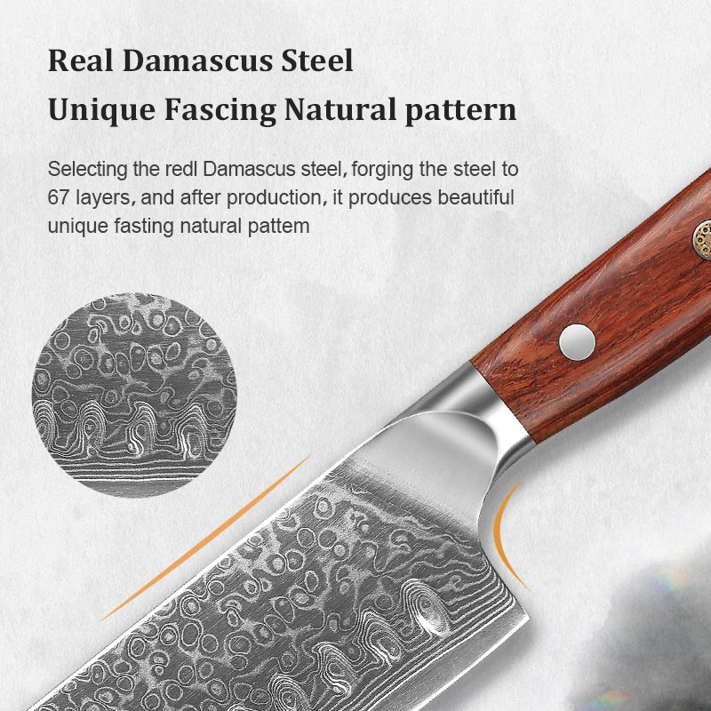 KnivesCollection™ | 4-Piece Damascus Steel Kitchen Set | VG10 Core & Rosewood Handles