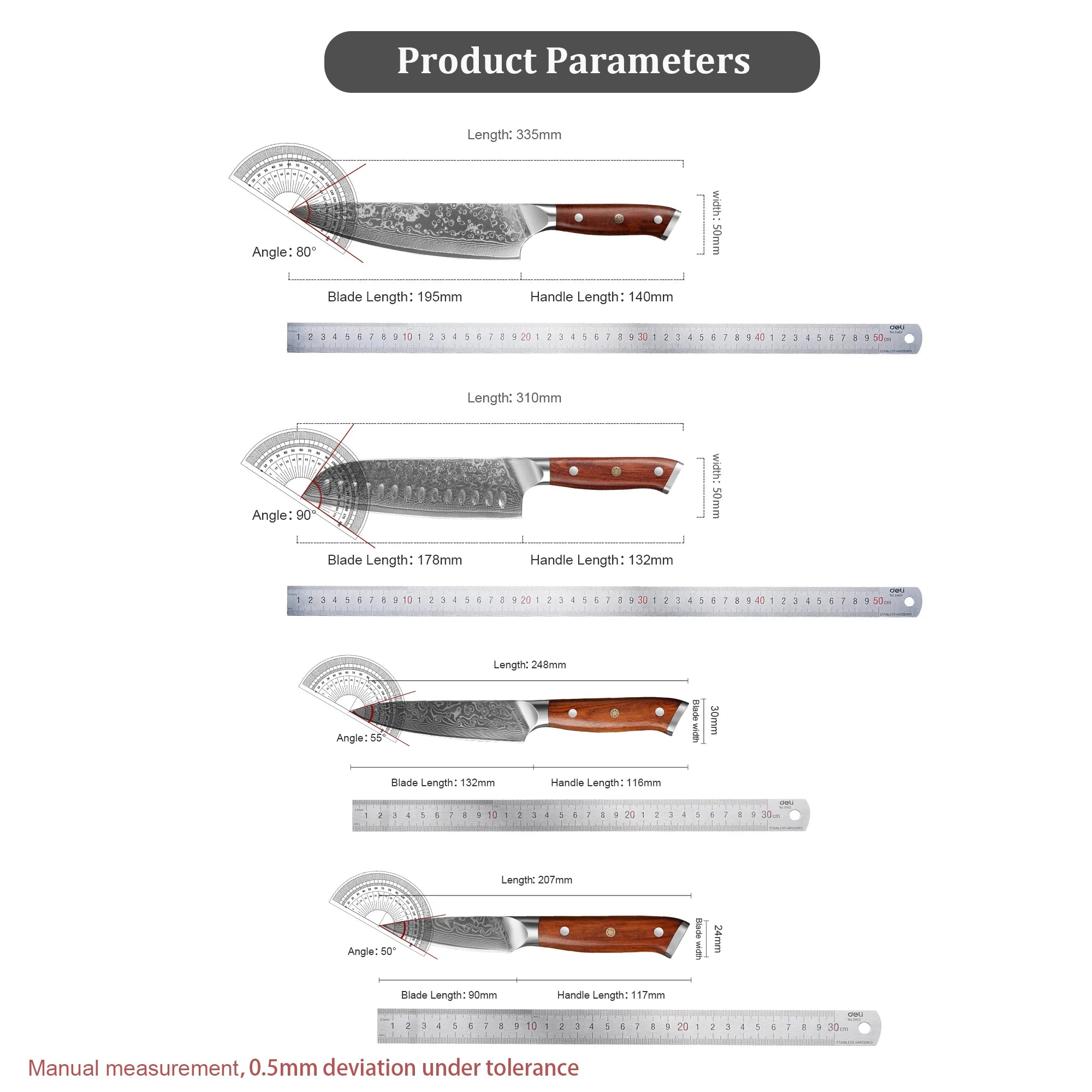 KnivesCollection™ | 4-Piece Damascus Steel Kitchen Set | VG10 Core & Rosewood Handles