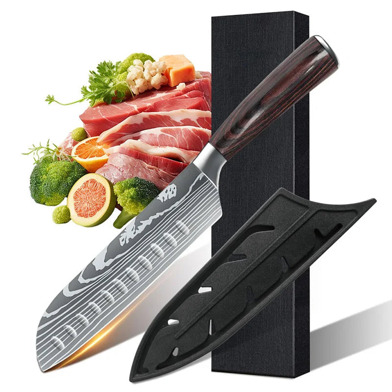 KnivesCollection™ | 7" Santoku Kitchen Knife | Advanced 7Cr17 Steel & Resin Handle