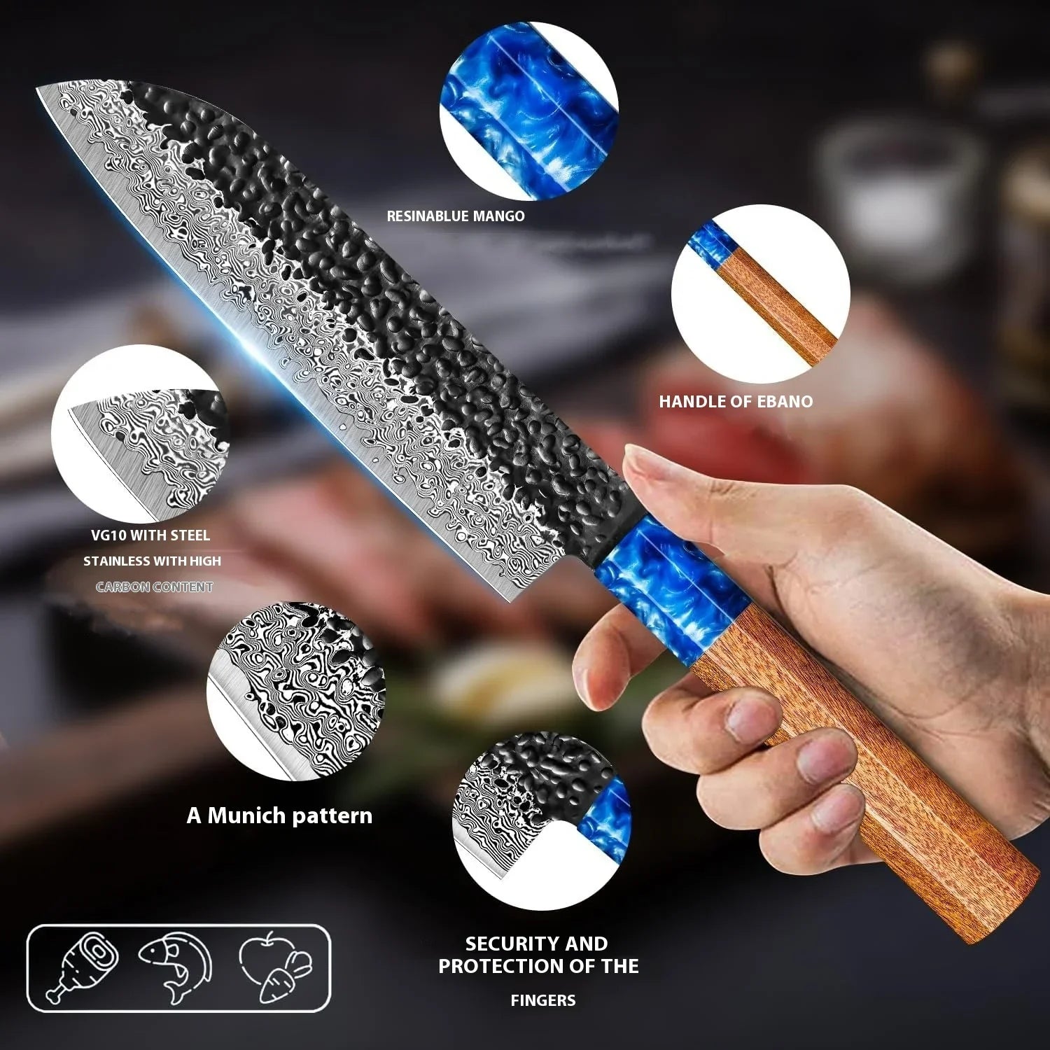 KnivesCollection™ 7" Santoku Knife – Japanese VG10 Damascus High-Carbon Steel Kitchen Knife with Ergonomic G10 Handle