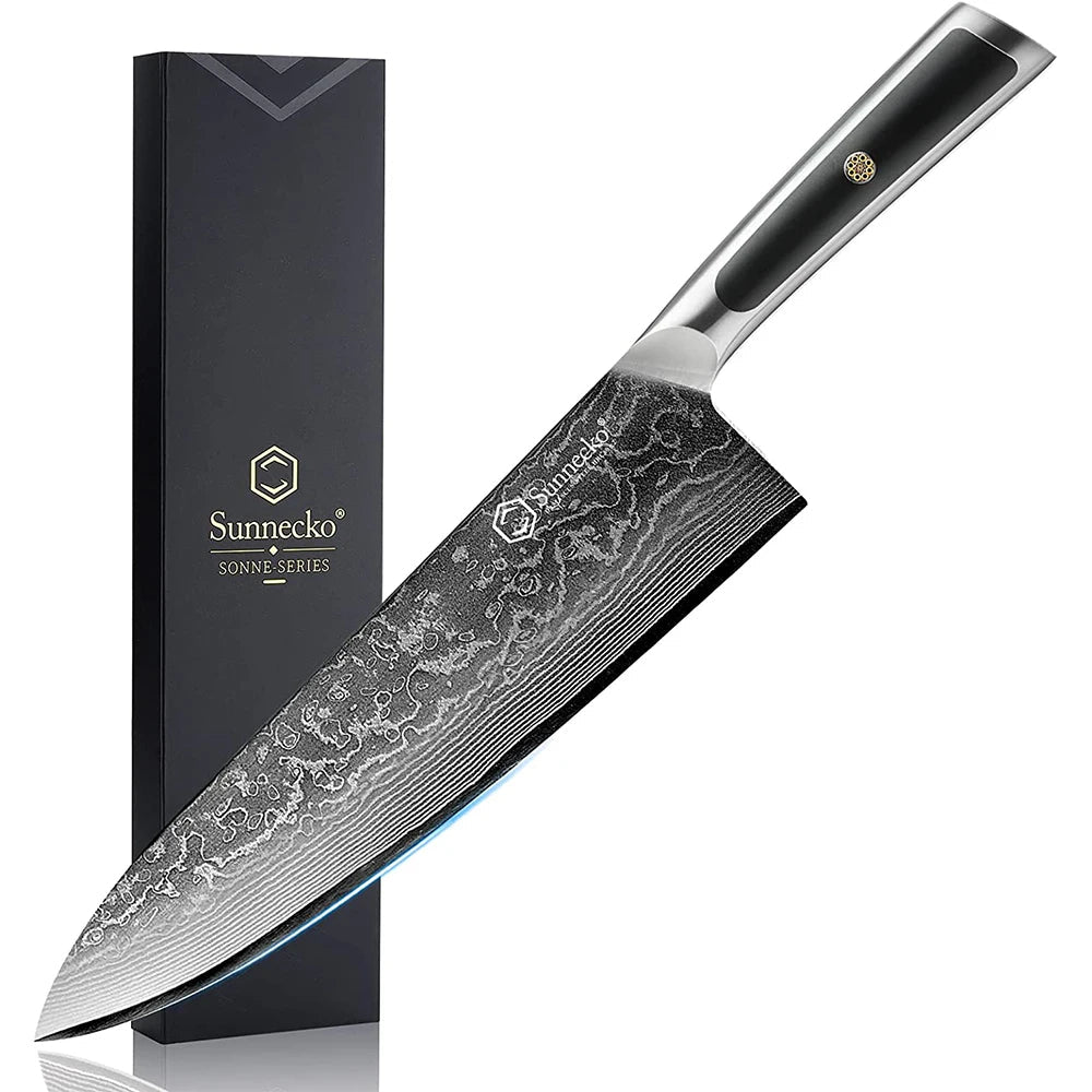 KnivesCollection™ 8" Damascus Chef Knife – Japanese VG10 High-Carbon Steel Kitchen Gyuto Knife
