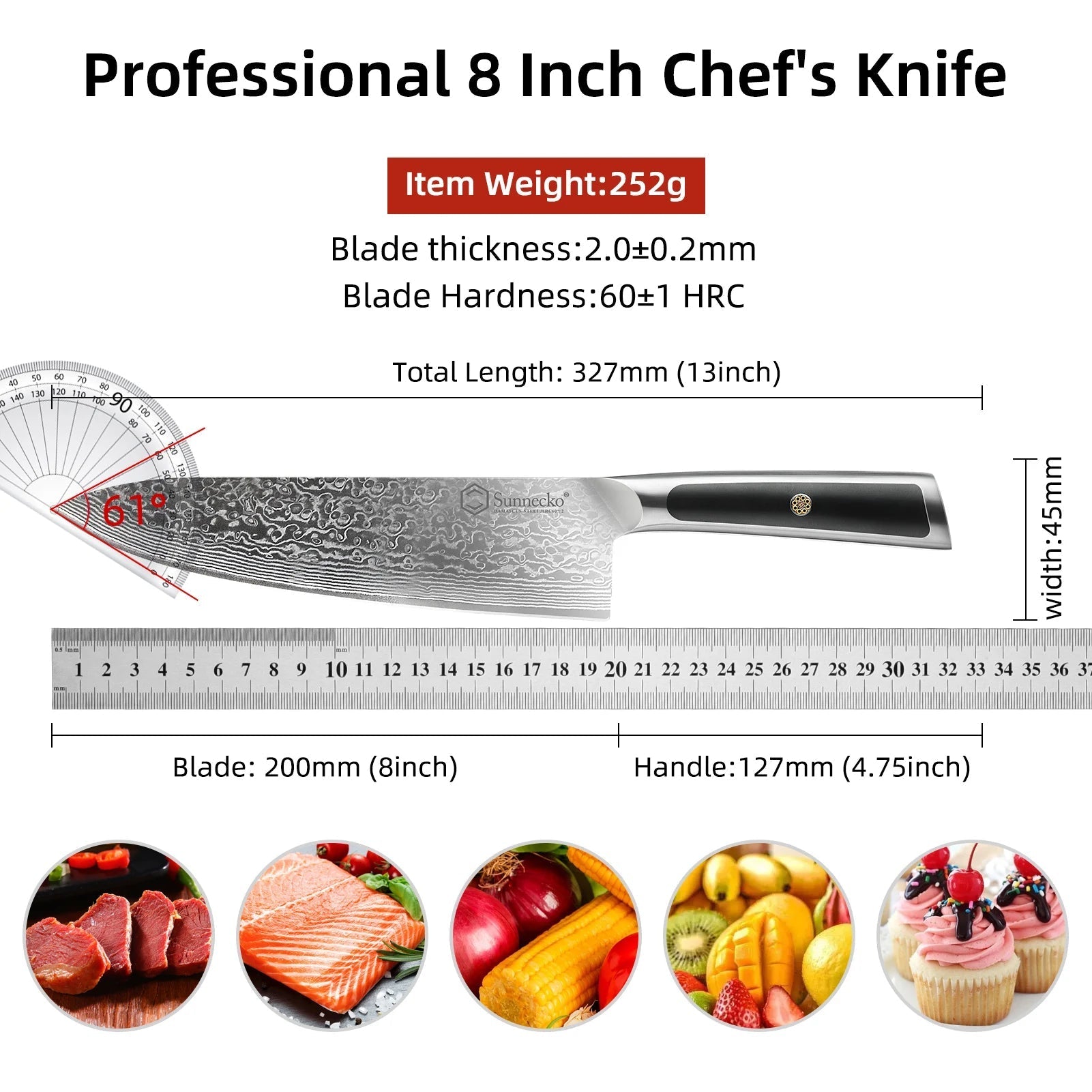 KnivesCollection™ 8" Damascus Chef Knife – Japanese VG10 High-Carbon Steel Kitchen Gyuto Knife