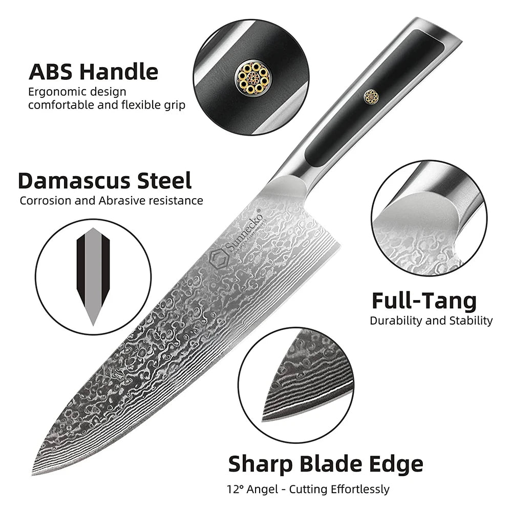KnivesCollection™ 8" Damascus Chef Knife – Japanese VG10 High-Carbon Steel Kitchen Gyuto Knife