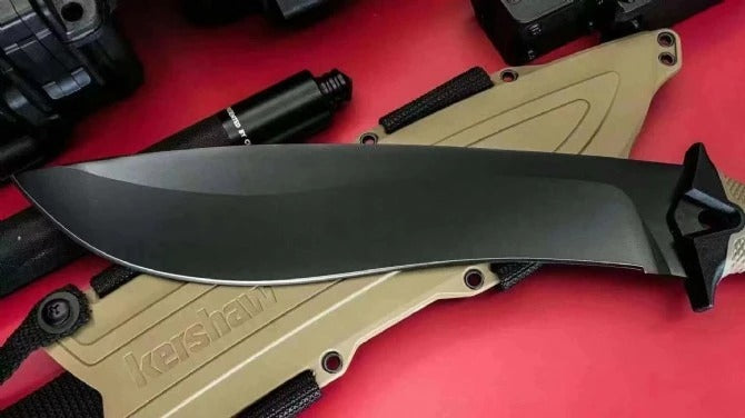 KnivesCollection™ | Kershaw 1077TAN Camp 10 Fixed Blade | 10" 65Mn Carbon Steel