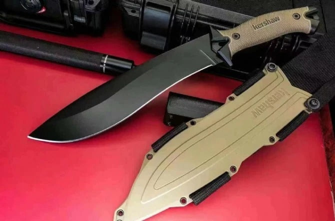 KnivesCollection™ | Kershaw 1077TAN Camp 10 Fixed Blade | 10" 65Mn Carbon Steel