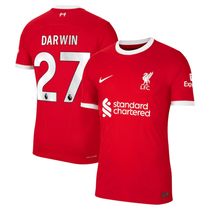 Liverpool Home Match Shirt - 2023-24 with Darwin 27 printing - Red - Jersey Teams World