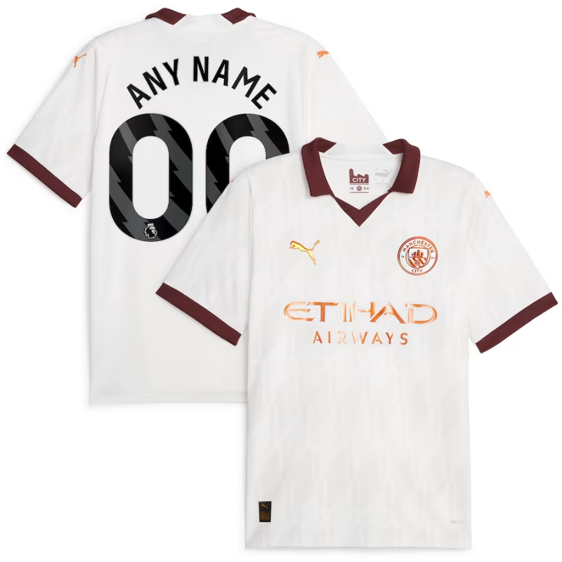 Manchester City Puma 2023/24 Away Custom Authentic T-shirt - White