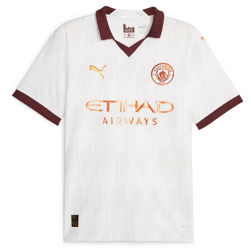 Manchester City Puma 2023/24 Away Custom Authentic T-shirt - White