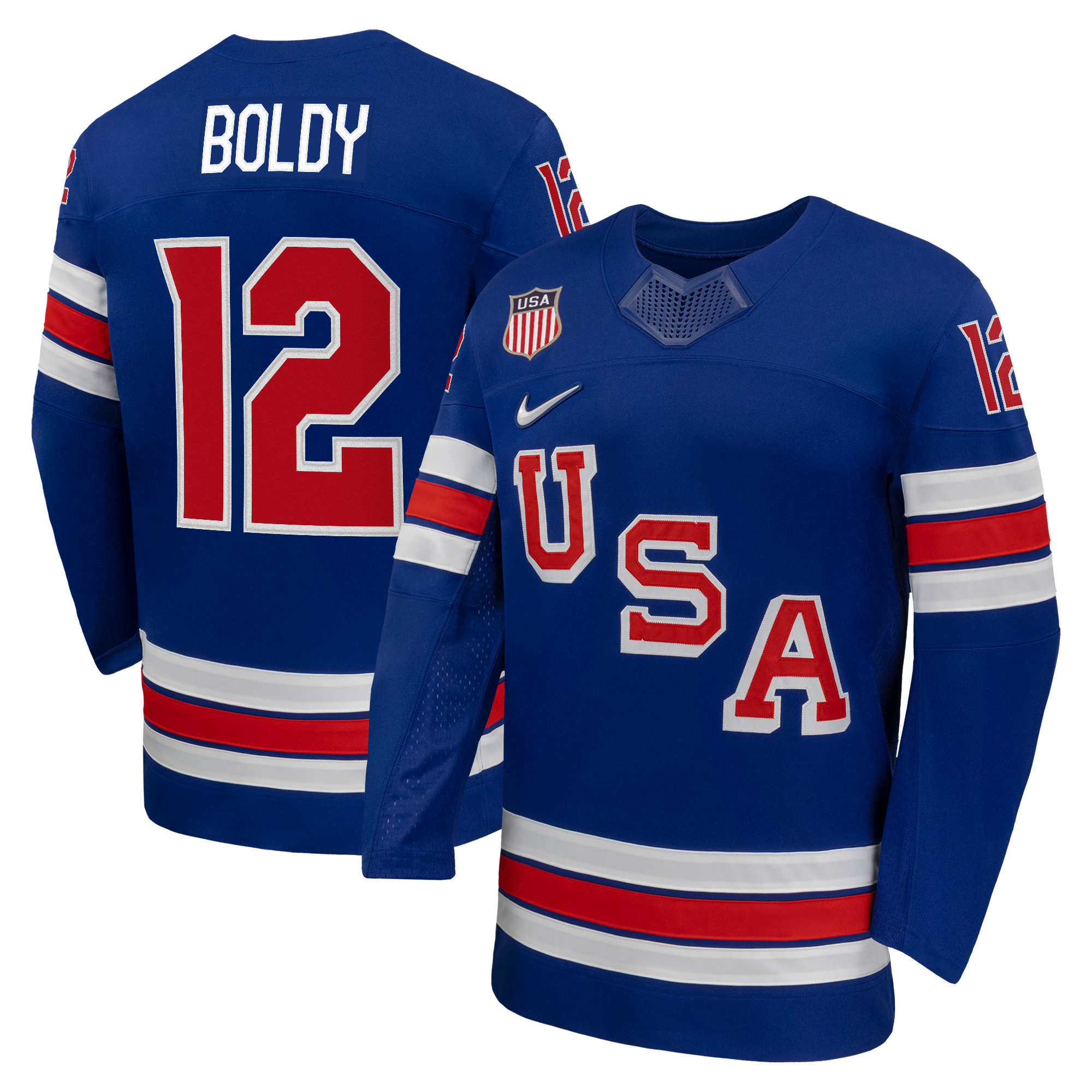 Matthew Boldy #12 USA Hockey 2026 Home Jersey - Nike Royal