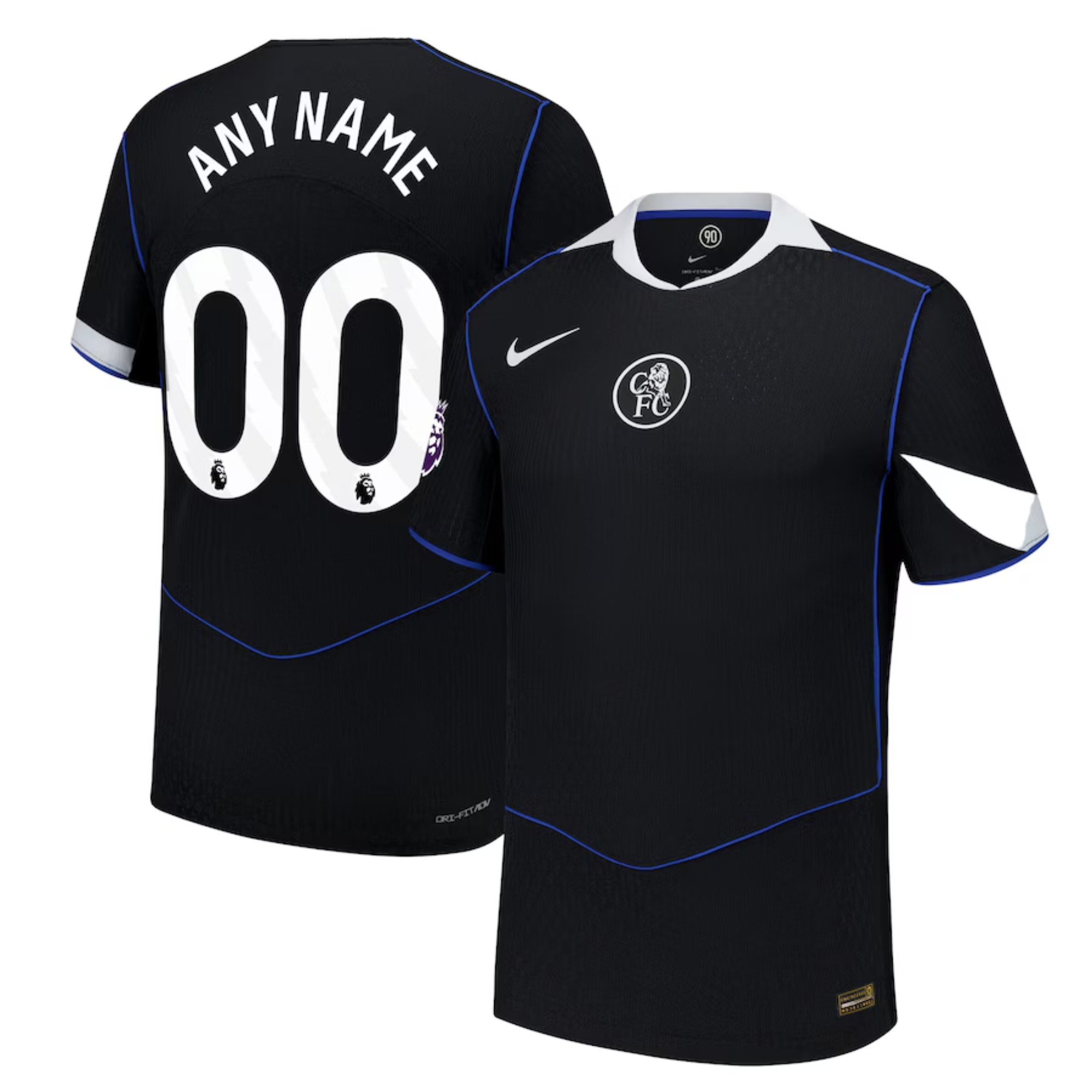 Men's Chelsea Nike 2025/26 Third Authentic Custom Jersey - Black