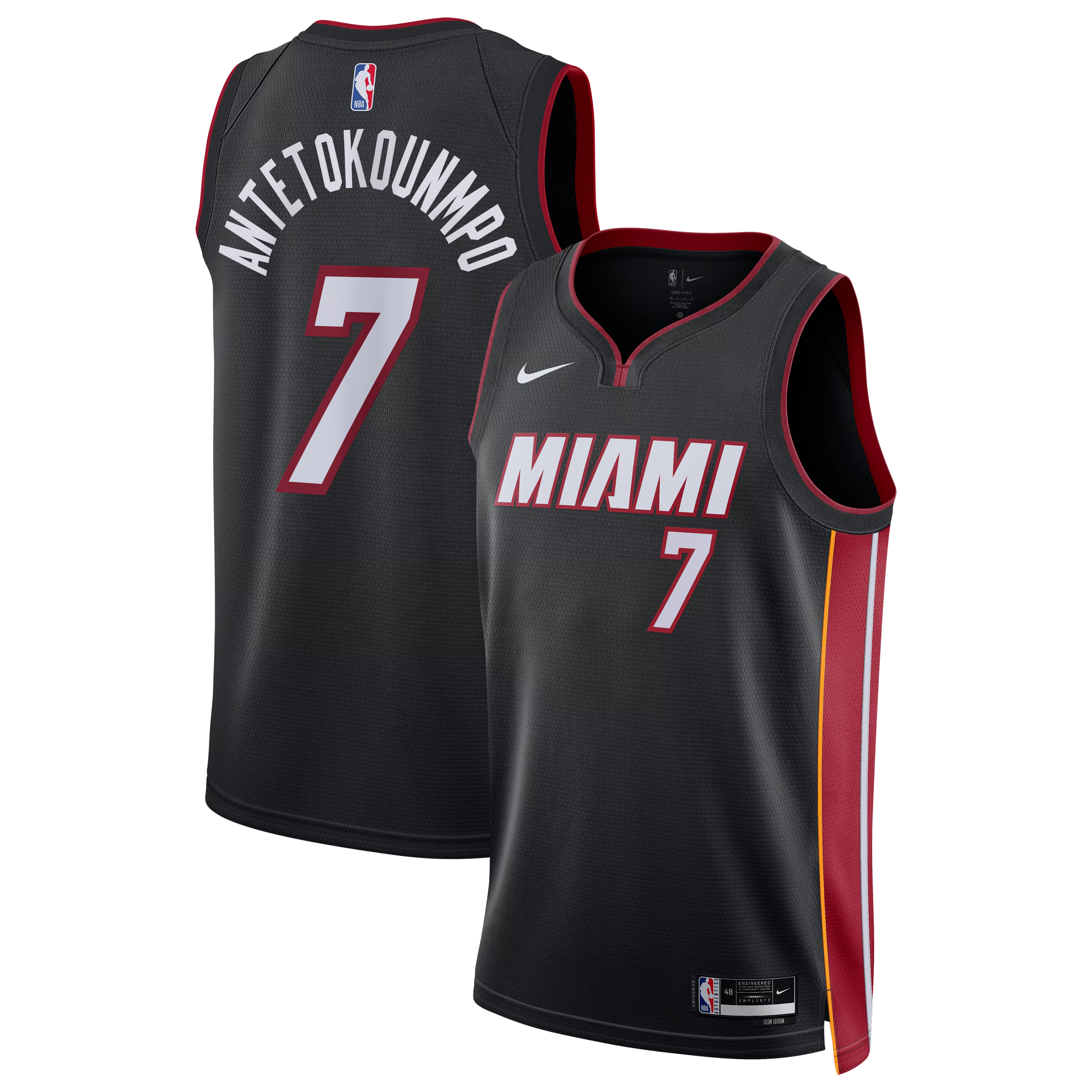 Miami Basketball Jersey #34 – Icon Black Edition – Custom Name & Number (Antetokounmpo)