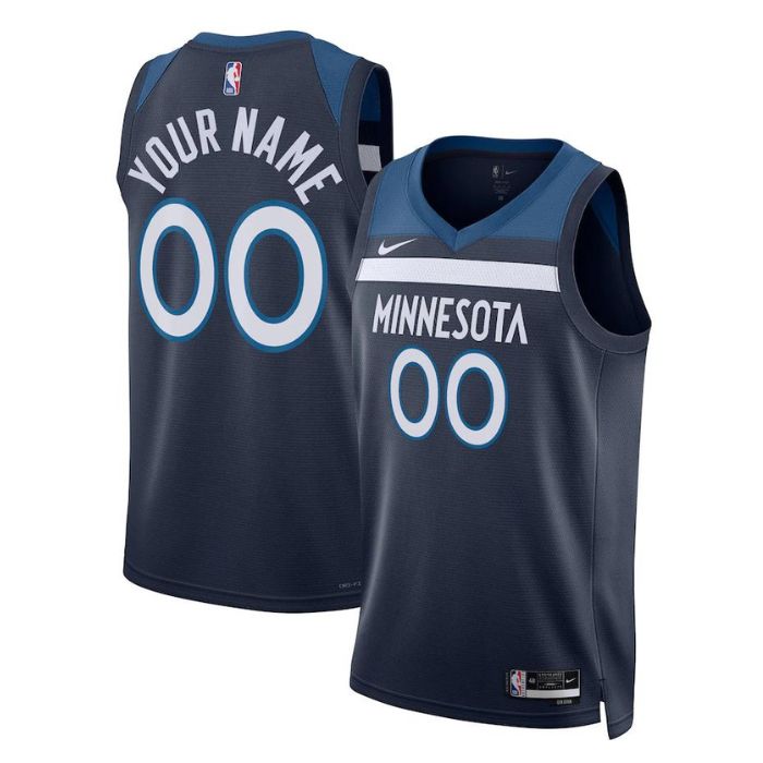 Minnesota Timberwolves Unisex 2023 Swingman Custom Pro Jersey Navy - Icon Edition - Jersey Teams World