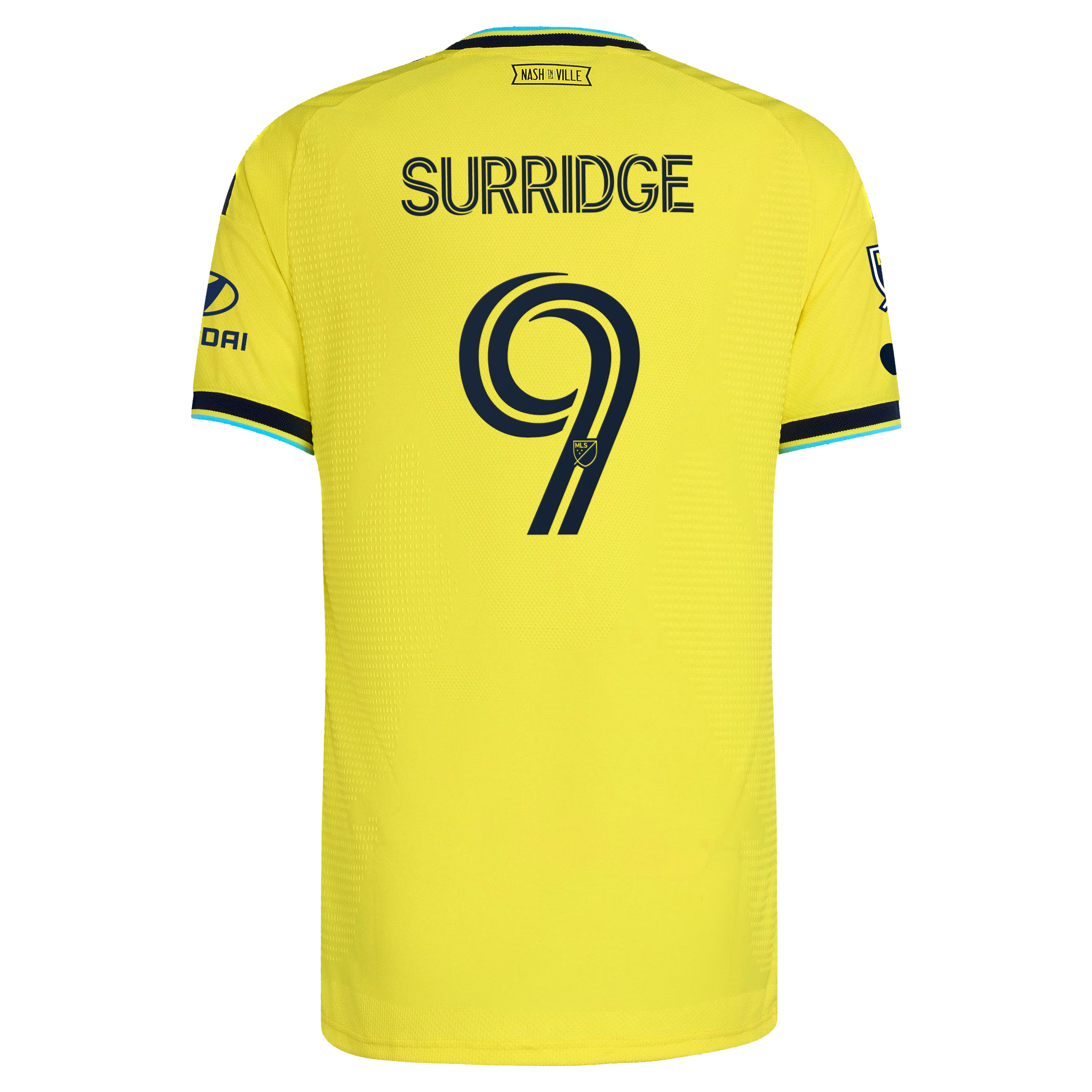 Nashville SC // Sam Surridge #9 Official 2026 The Reverb On-Field Patch Jersey – Yellow