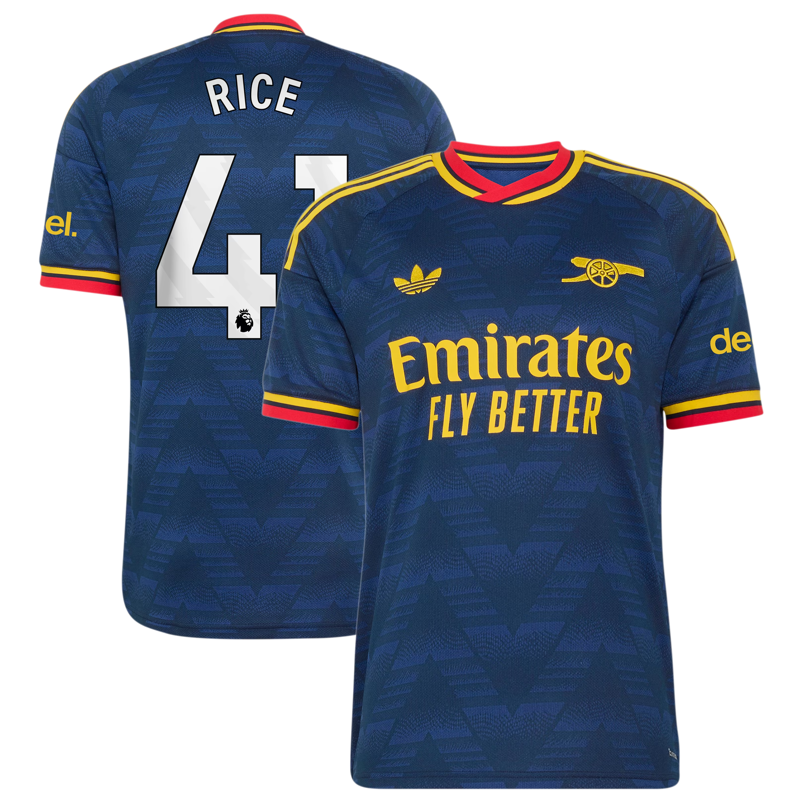 Navy Retro Pattern Away Fan Soccer Jersey Rice | Athletic Apparel Arsenal