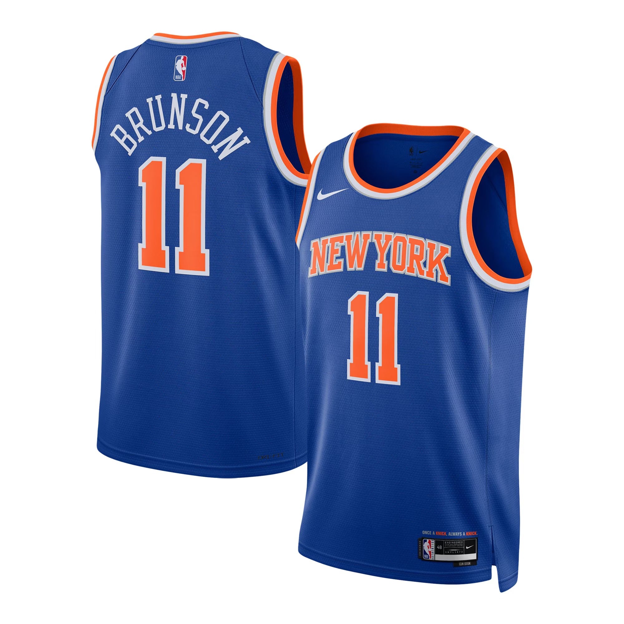New York Basketball Jersey #11 – Icon Blue Edition – Personalized Name & Number (Brunson)