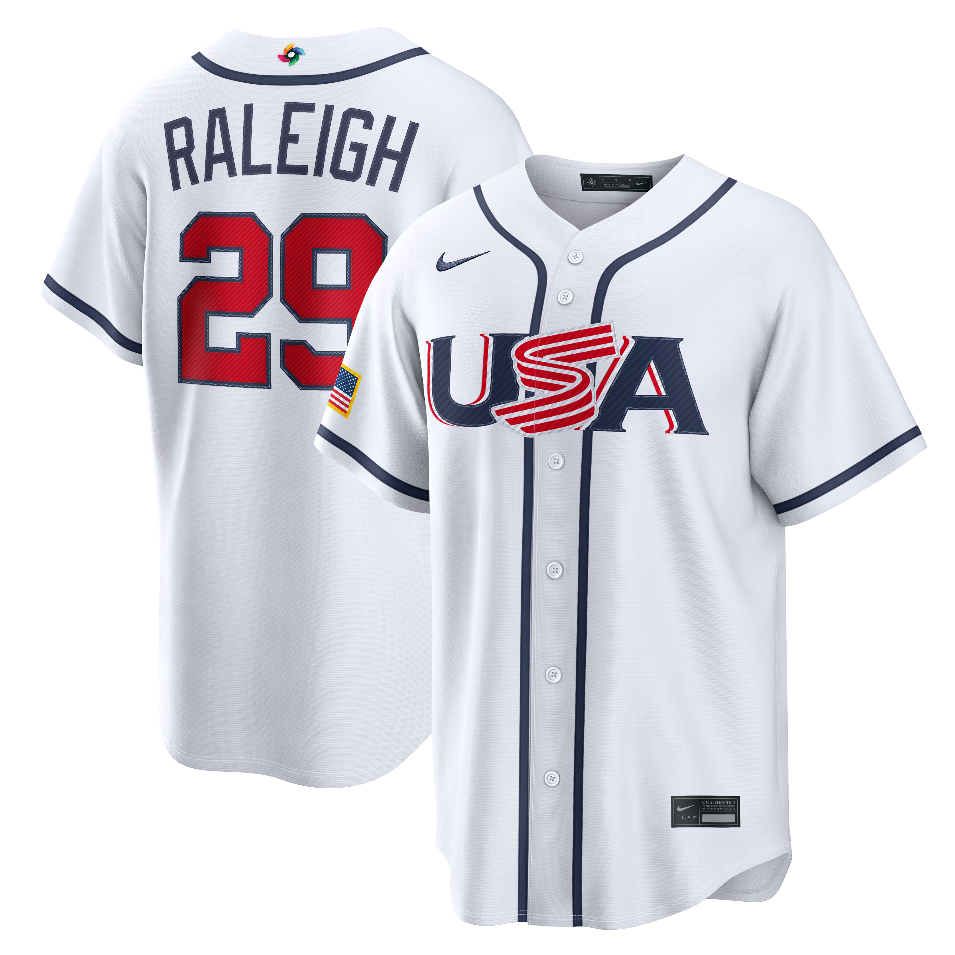Nike USA Baseball 2026 World Baseball Classic Home Stadium Jersey – Cal Raleigh – White