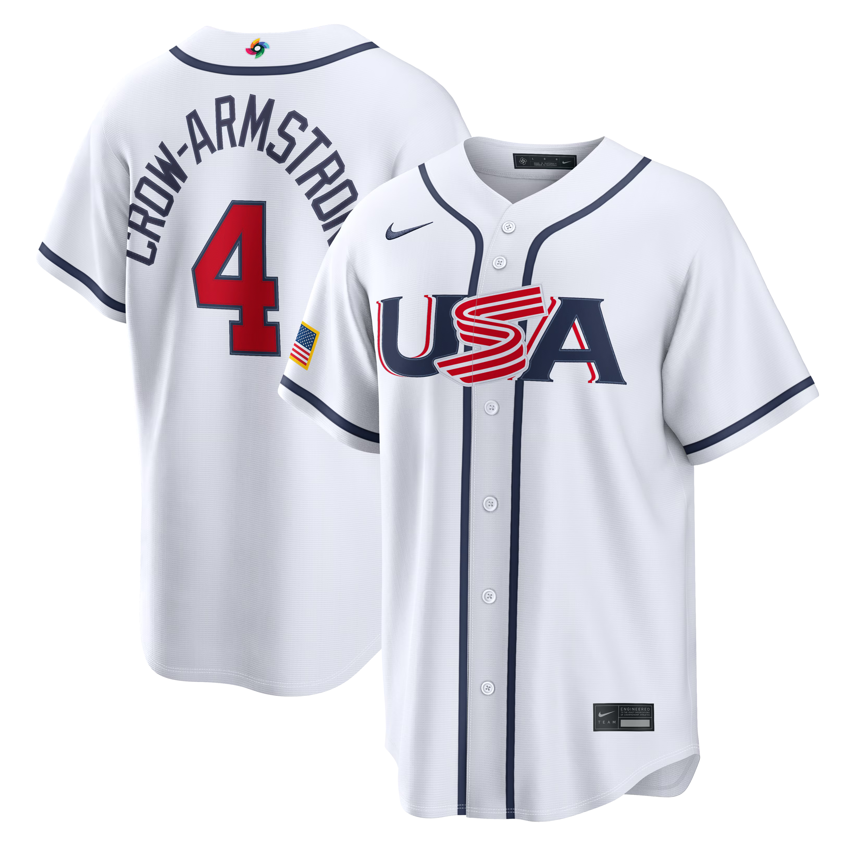 Nike USA Baseball 2026 World Baseball Classic Home Stadium Jersey – Pete Crow-Armstrong #1 – White