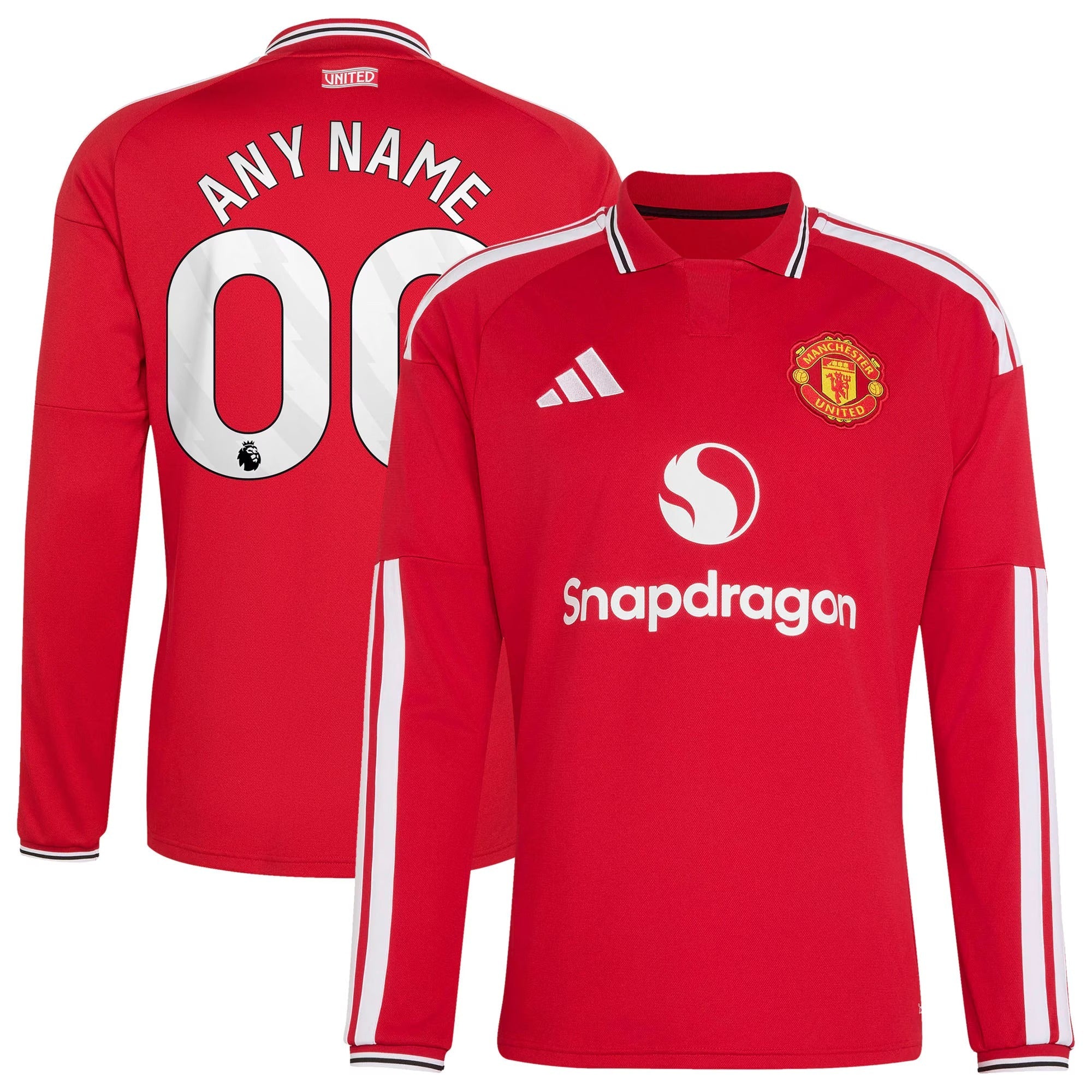 Official Manchester United adidas 2026/27 Home Replica Long Sleeve Custom Jersey - Red - Jersey Teams World