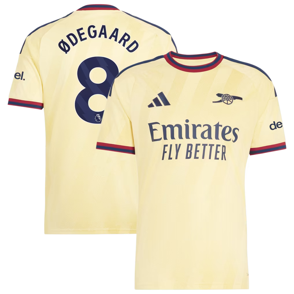 Pale Yellow Lightning Bolt Third Fan Soccer Jersey Ødegaard  | Athletic Apparel Arsenal