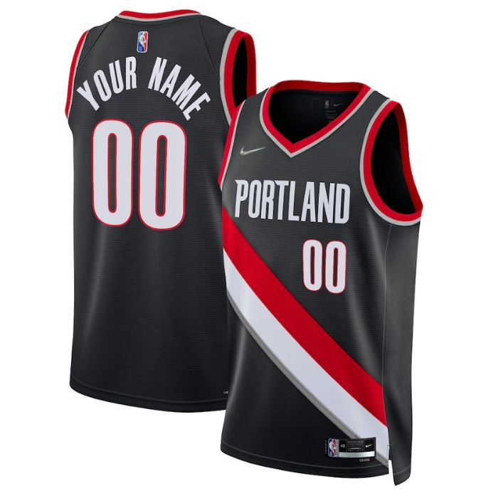 Portland Trail Blazers 2023 Diamond Swingman Custom Jersey - Icon Edition - Black - Jersey Teams World