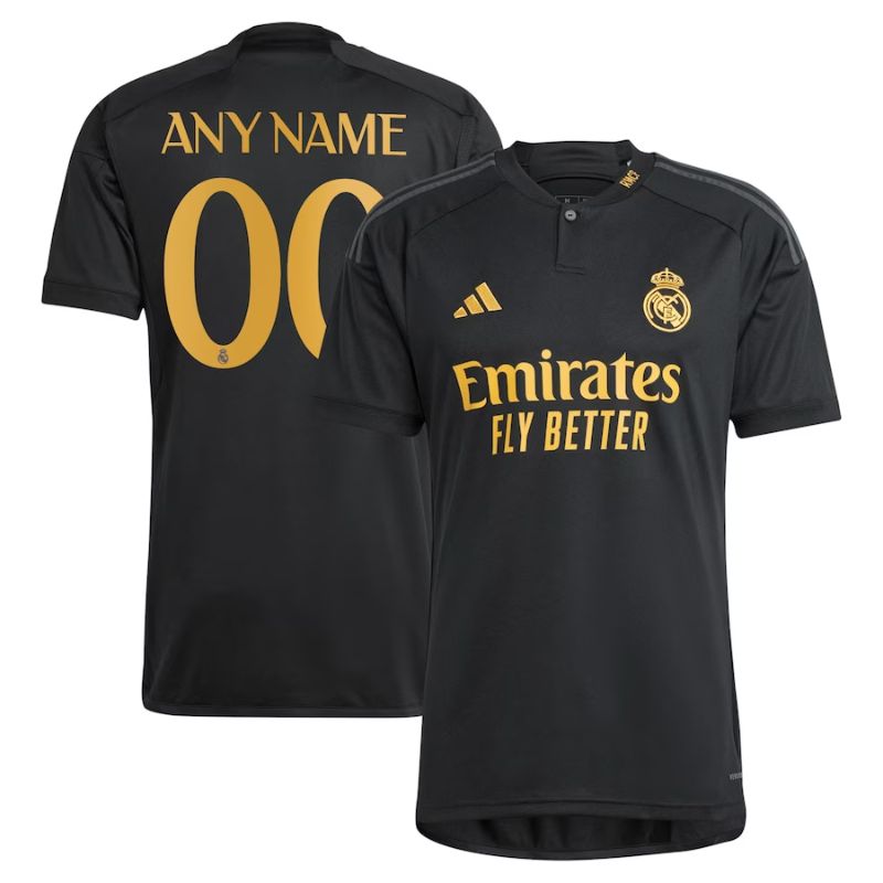 Real Madrid Adidas 2023/24 Third Custom Authentic T-shirt - Black