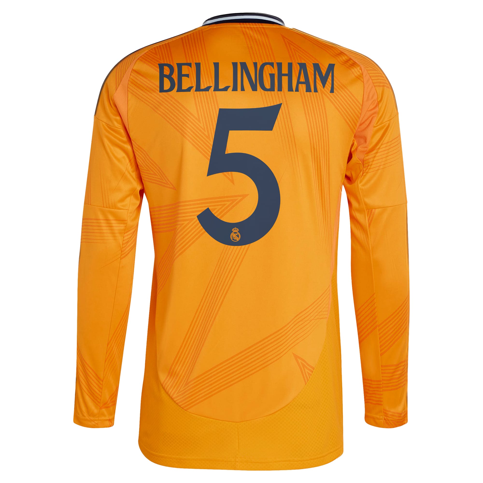 Real Madrid adidas 2024/25 Away Long Sleeve Player Jude Bellingham 5 Authentic T-shirt - Orange