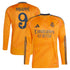 Real Madrid adidas 2024/25 Away Long Sleeve Player Kylian Mbappé  9 Authentic T-shirt - Orange