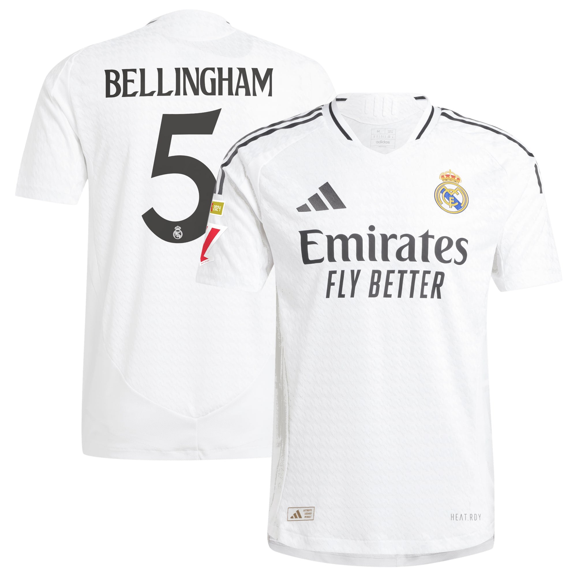 Real Madrid adidas 2024/25 Home Jude Bellingham 5 Player Authentic T-shirt - White