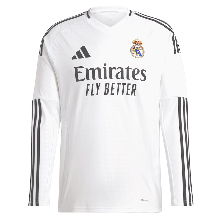 Real Madrid adidas 2024/25 Home Long Sleeve Kylian Mbappé 9 Player Authentic T-shirt - White