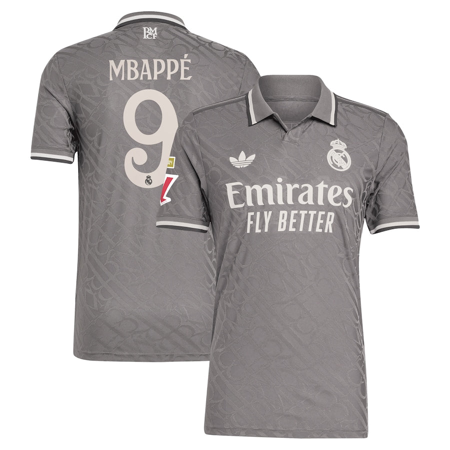 Real Madrid adidas 2024/25 Third Player Kylian Mbappé 9 Authentic T-shirt - Charcoal