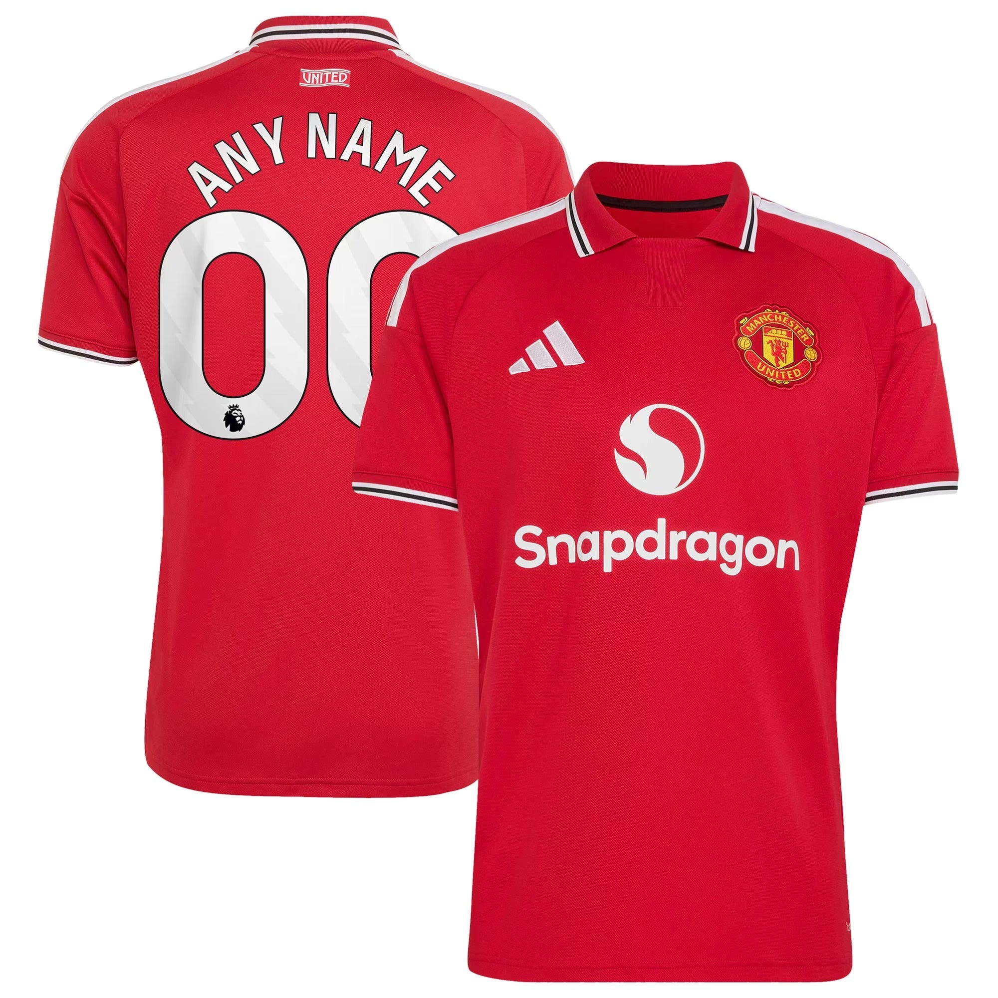 Red Polo Collar Home Customizable Soccer Jersey | Athletic Apparel Manchester United