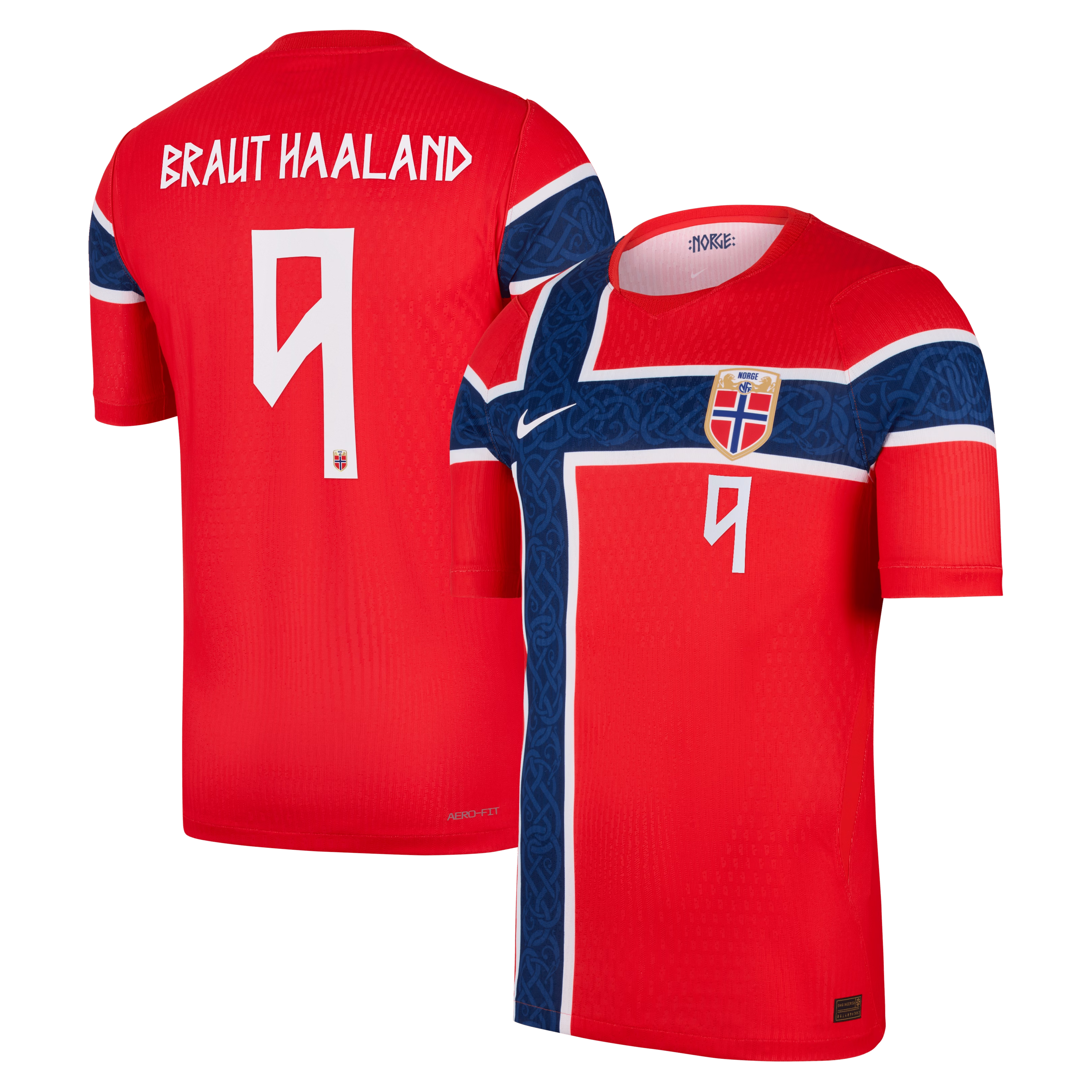 Red Heritage Home Player Soccer Jersey Haaland | National Team Athletic Apparel Norway