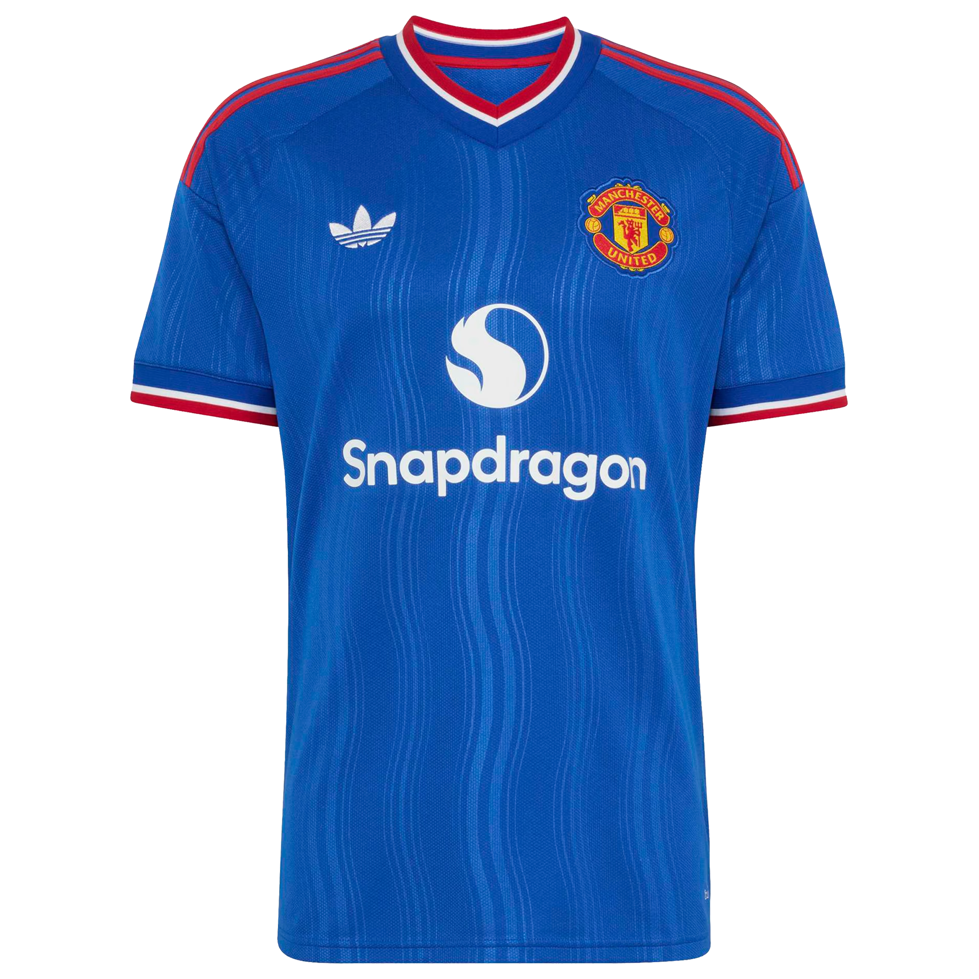 Royal Wavy Stripe Away Customizable Soccer Jersey | Athletic Apparel Man United
