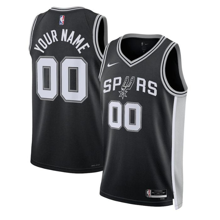 San Antonio Spurs Unisex 2023 Swingman Custom Jersey Black - Icon Edition - Jersey Teams World