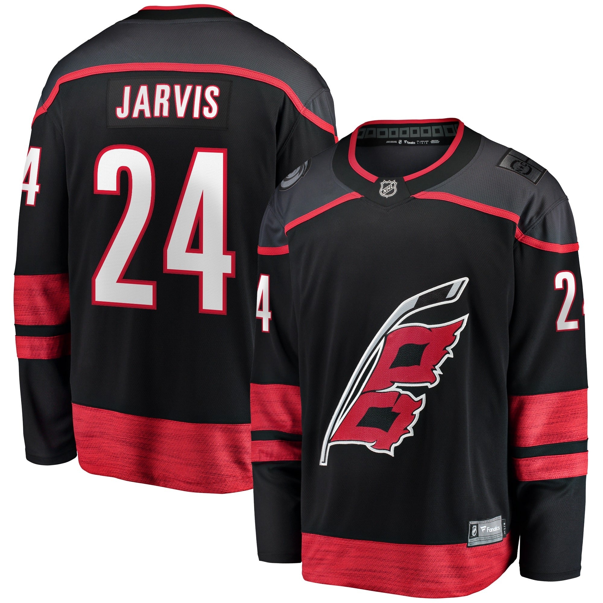 Seth Jarvis Carolina Hurricanes Fanatics Home Breakaway Jersey – Black "Warning Flag" Edition