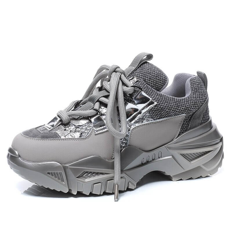 Nevada Gne Leather Chunky Sneaker, Women Cross-tie Fashion Casual Shoes Footwear