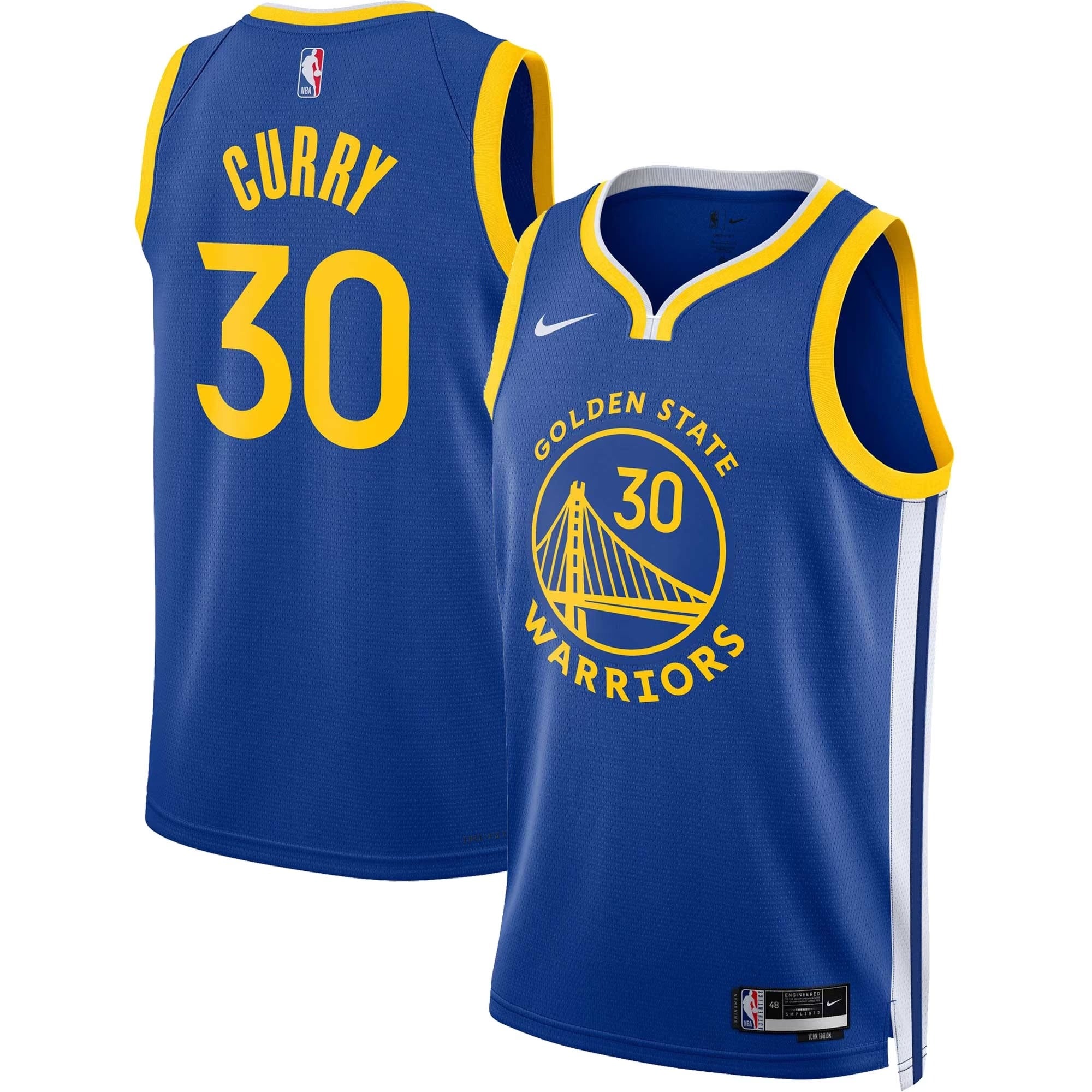 Royal Blue Pro Basketball Fan Jersey Curry | Standard Fit Team Apparel ( Warriors )