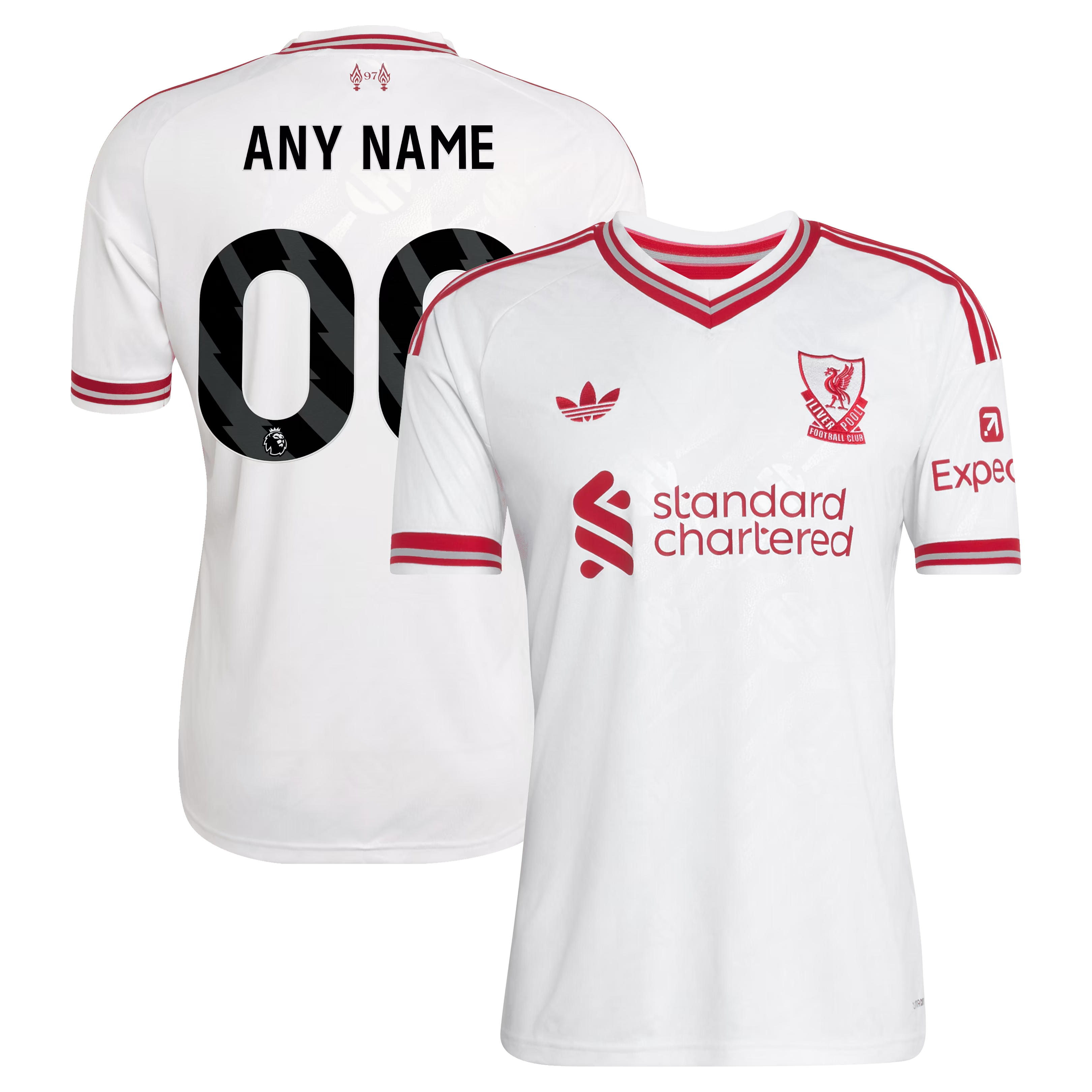 White Heritage Pattern Customizable Away Soccer Jersey | Athletic Apparel Liverpool