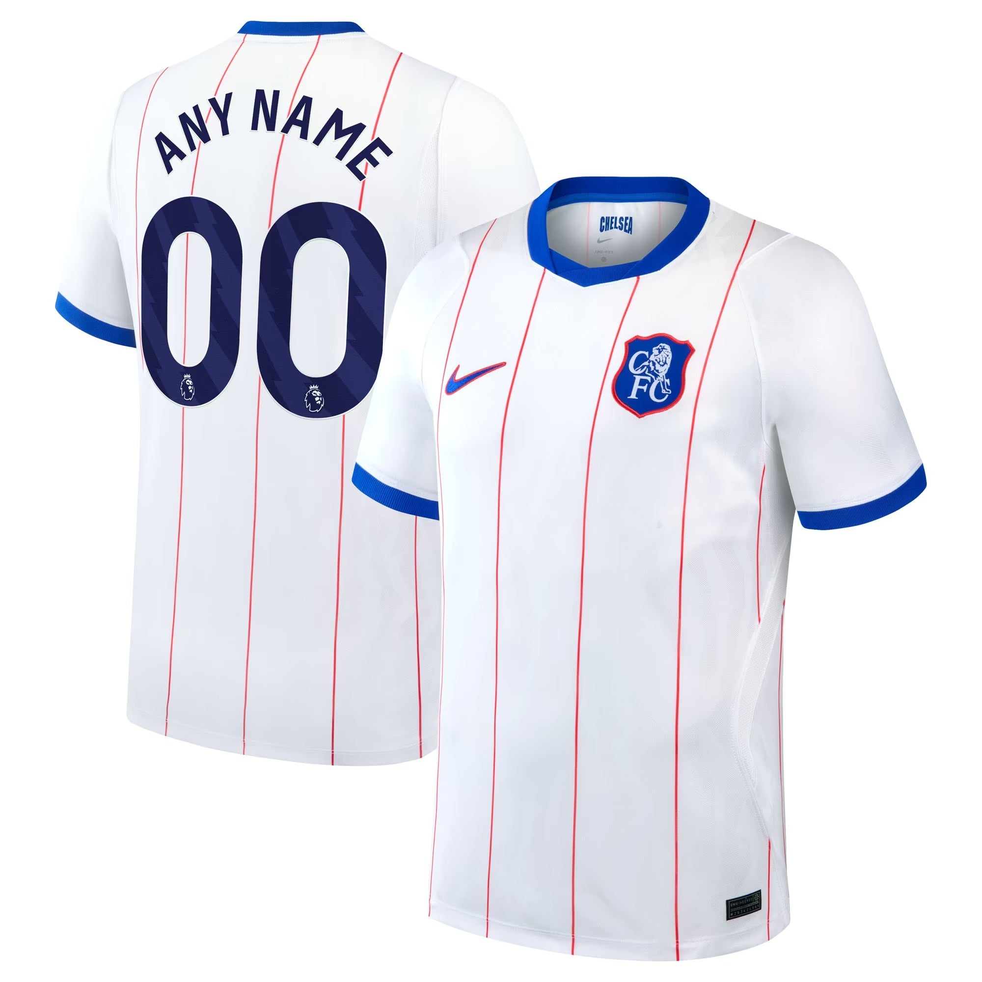 White Pinstriped Third Fan Soccer Jersey | Athletic Apparel Chelsea