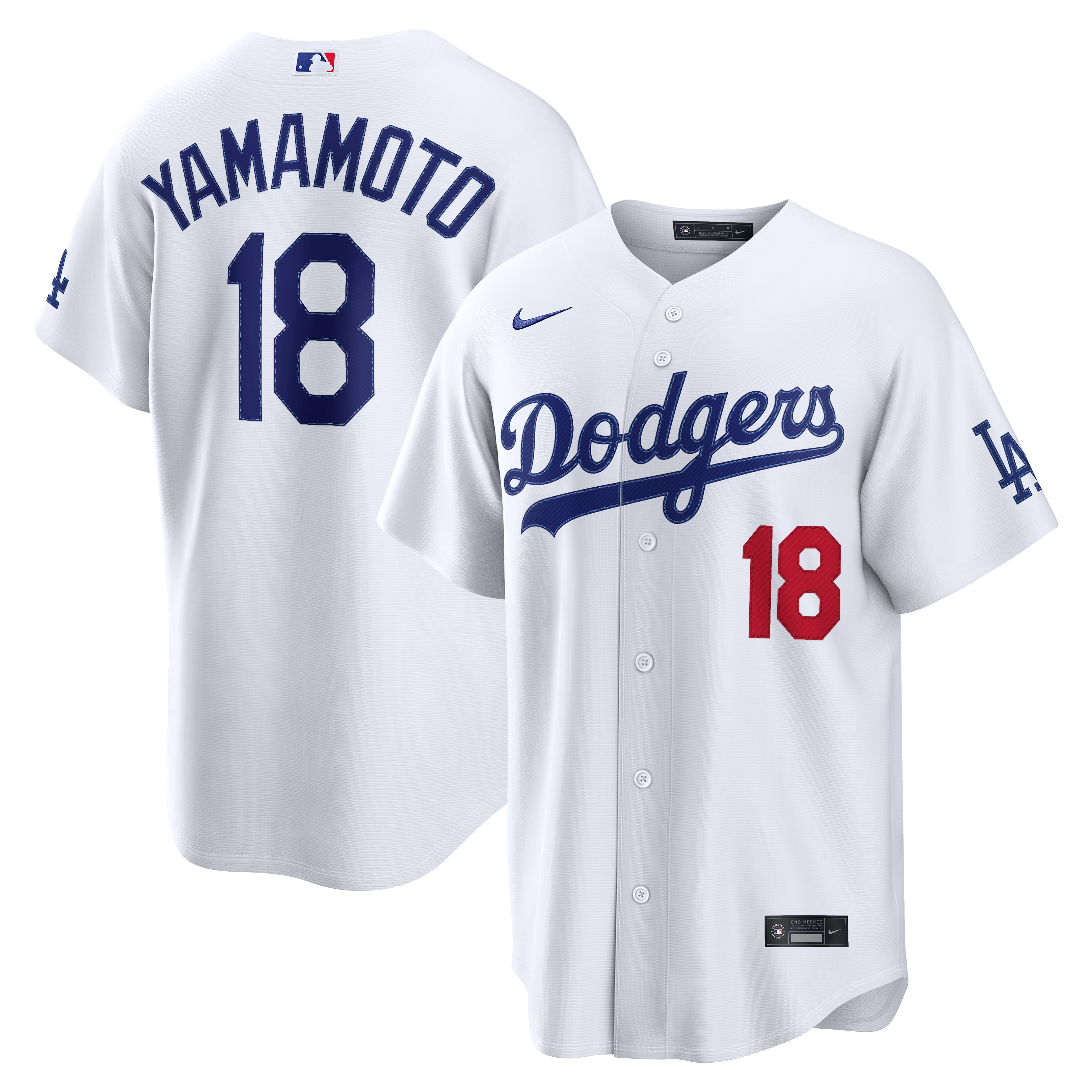 White Pro Baseball Fan Jersey Yamamoto  | Loose Fit Moisture-Wicking Apparel Dodgers