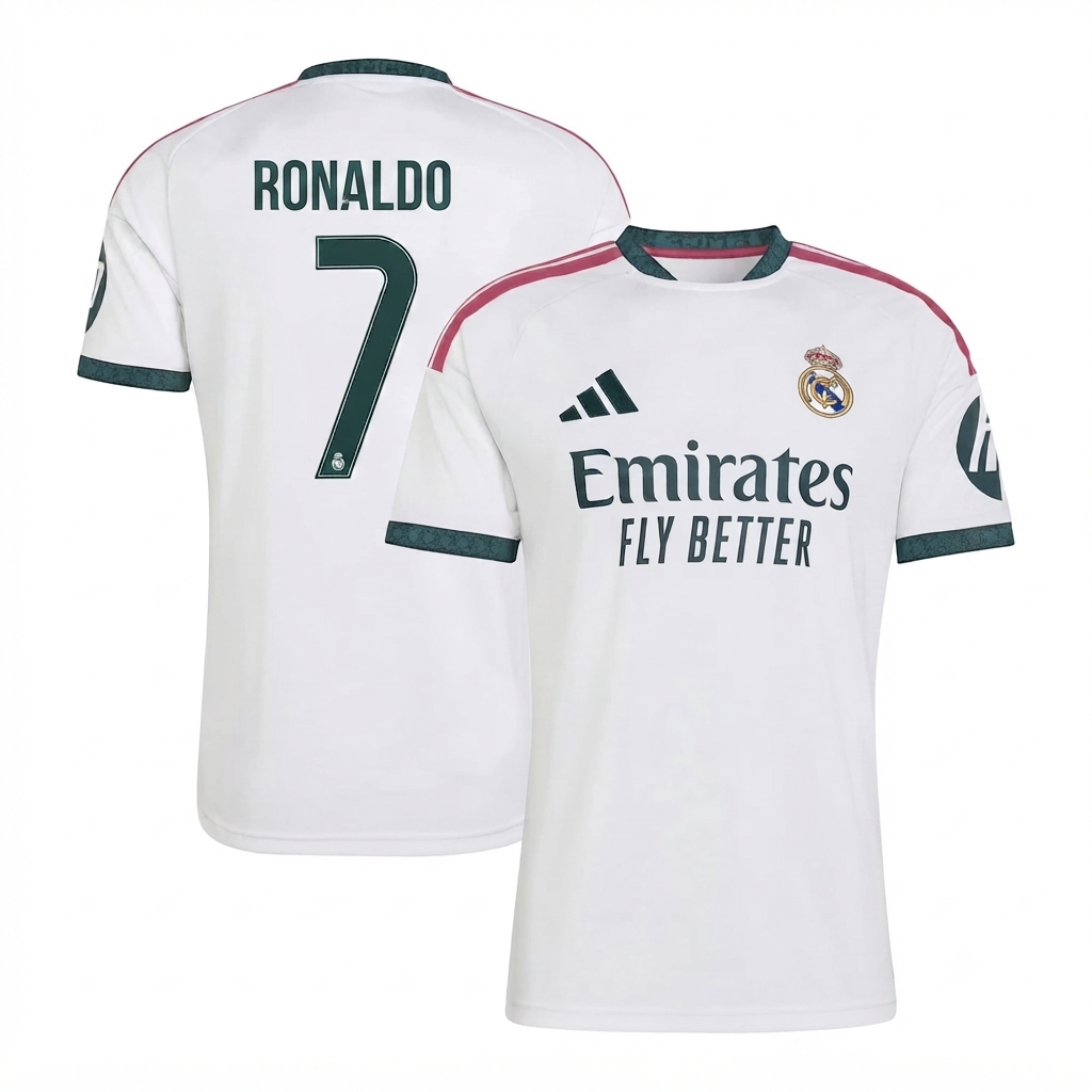 White Athletic Soccer Jersey – Madrid Style 2026/27 (Ronaldo #7)