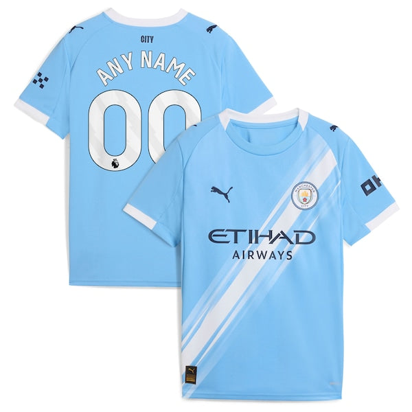 Puma Manchester City 2025/26 Home Replica Custom Youth Jersey Sky Blue