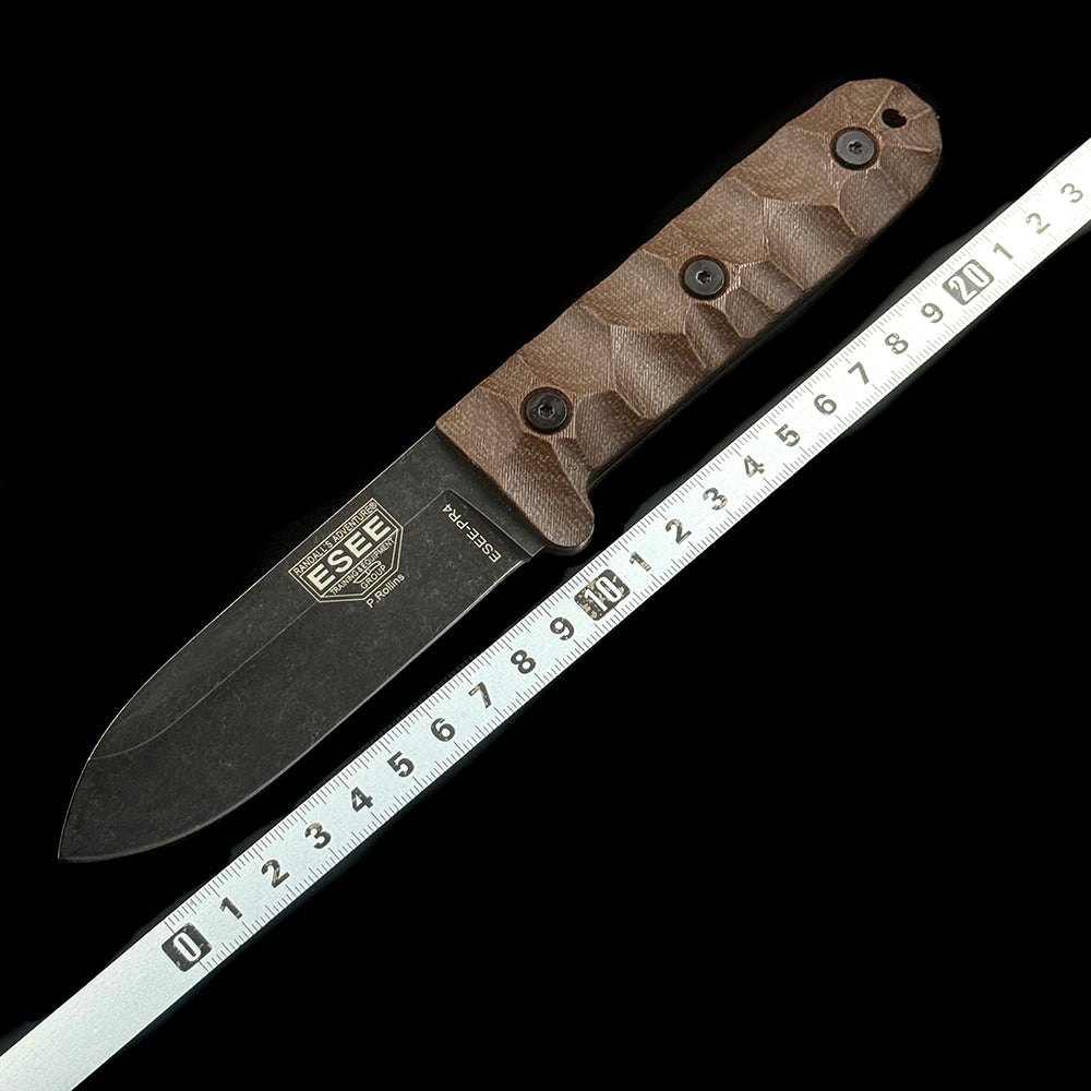 ESEE-PR4 Camp Lore Fixed Blade Straight Knife – 3.90" 1095 High Carbon Steel Blade – Textured G10 Handle Outdoor Survival Tool