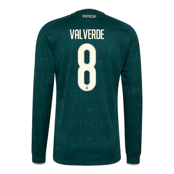 Federico Valverde Real Madrid adidas 2026/27 Away Replica Long Sleeve Jersey - Green