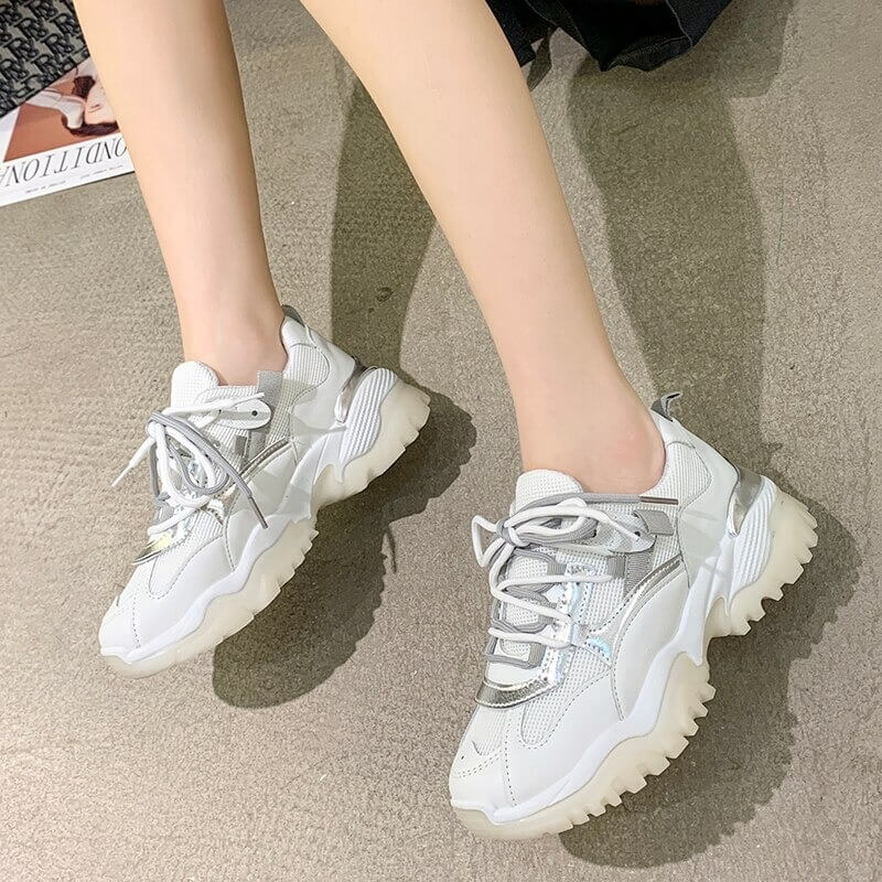 women nevada New Fashion Reflective Chunky Sneaker Platform Casual Shoes Women Sneakers