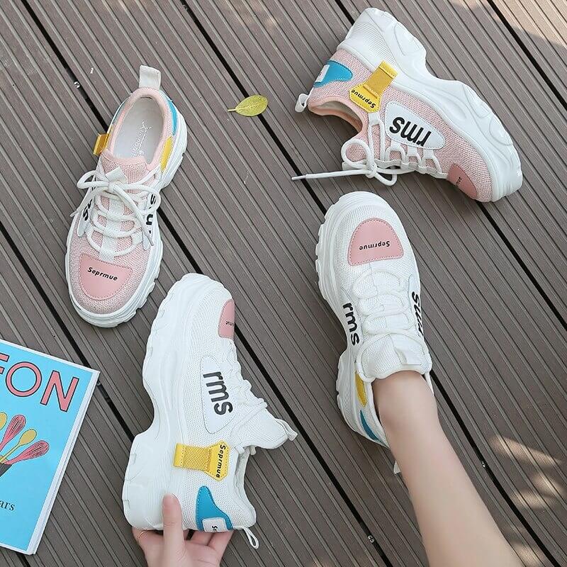 Upper Platform Sneakers Women Thick Sole Casual Shoes Woman Chunky Sneakers