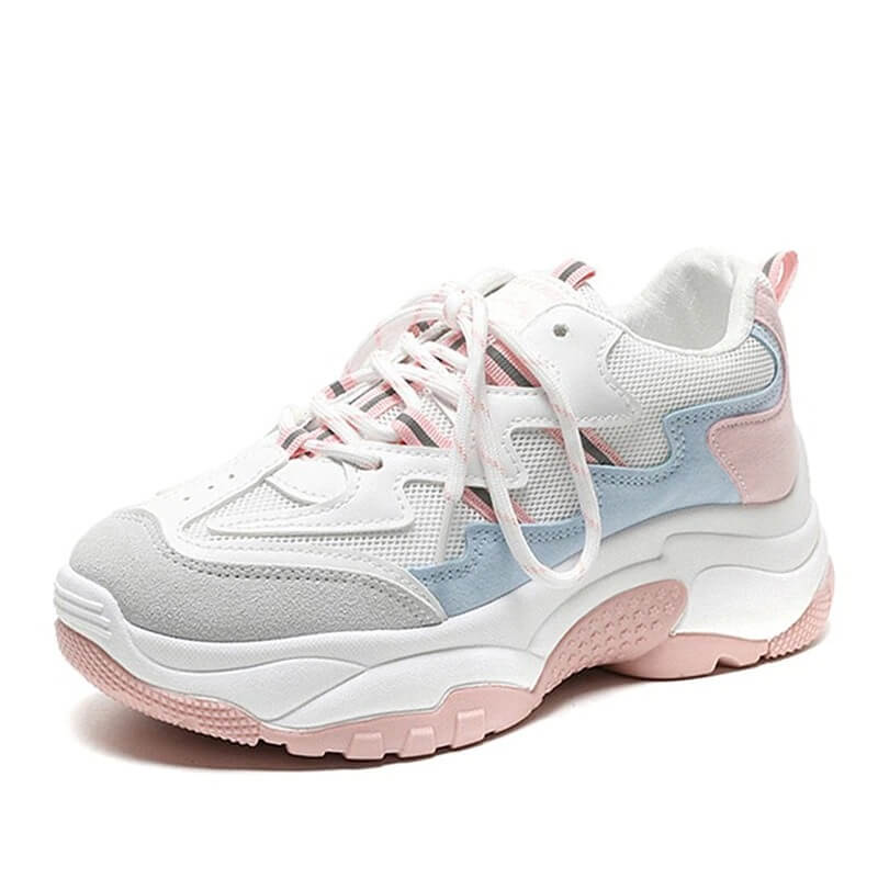 Women nevada Suede Leather Mesh Platform Chunky Sneaker.