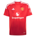 Adidas Cristiano Ronaldo Manchester United 2025 jersey in red with white stripes and sponsor logos