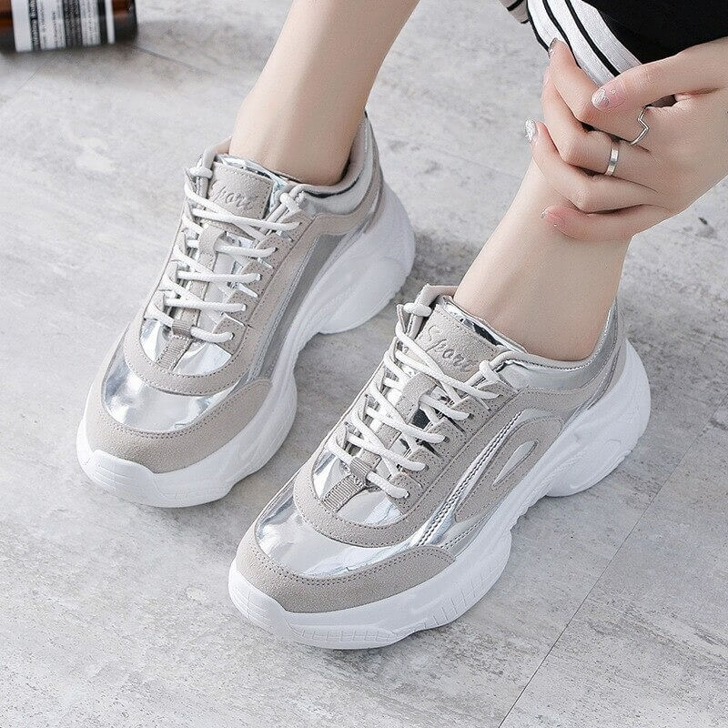 Air Zapatillas Hombre Deportiva Sneakers 2019 New Women's Shoes Laser Stitching Bright Face Small Thick-soled Old Sports