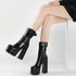 European Style High Heel Platform Boots Women Sexy Party Shoes Round Toe Buckle Autumn Winter Ankle Boots Women